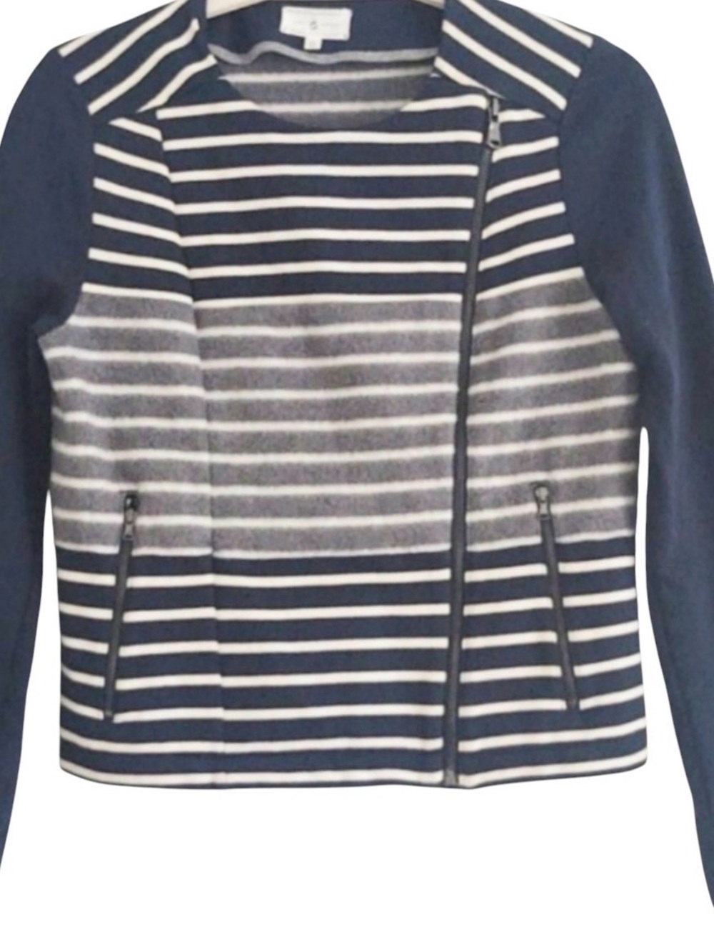 Lou & Grey Striped Sweatshirt Moto Jacket